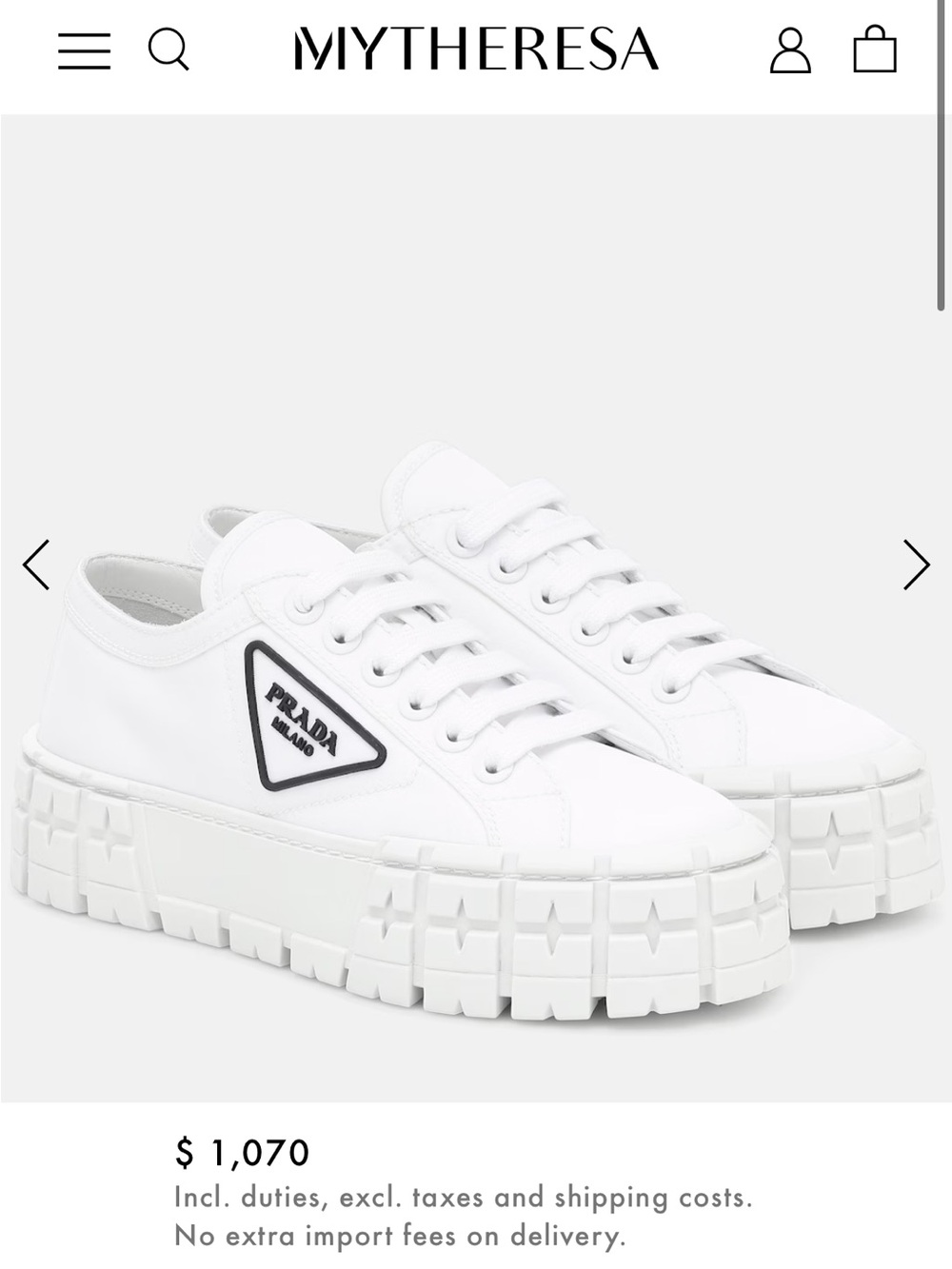 PRADA Wheel gabardine sneakers - platform white sneakers EU 38.5/8.5 US